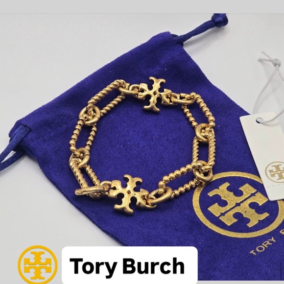 Tory Burch Gold Roxanne Chain Rope Bracelet NWT  dust bag included - Picture 1 of 6